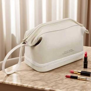 新款PU双层云朵化妆包便携式手提大容量多功能化妆品洗漱品收纳包