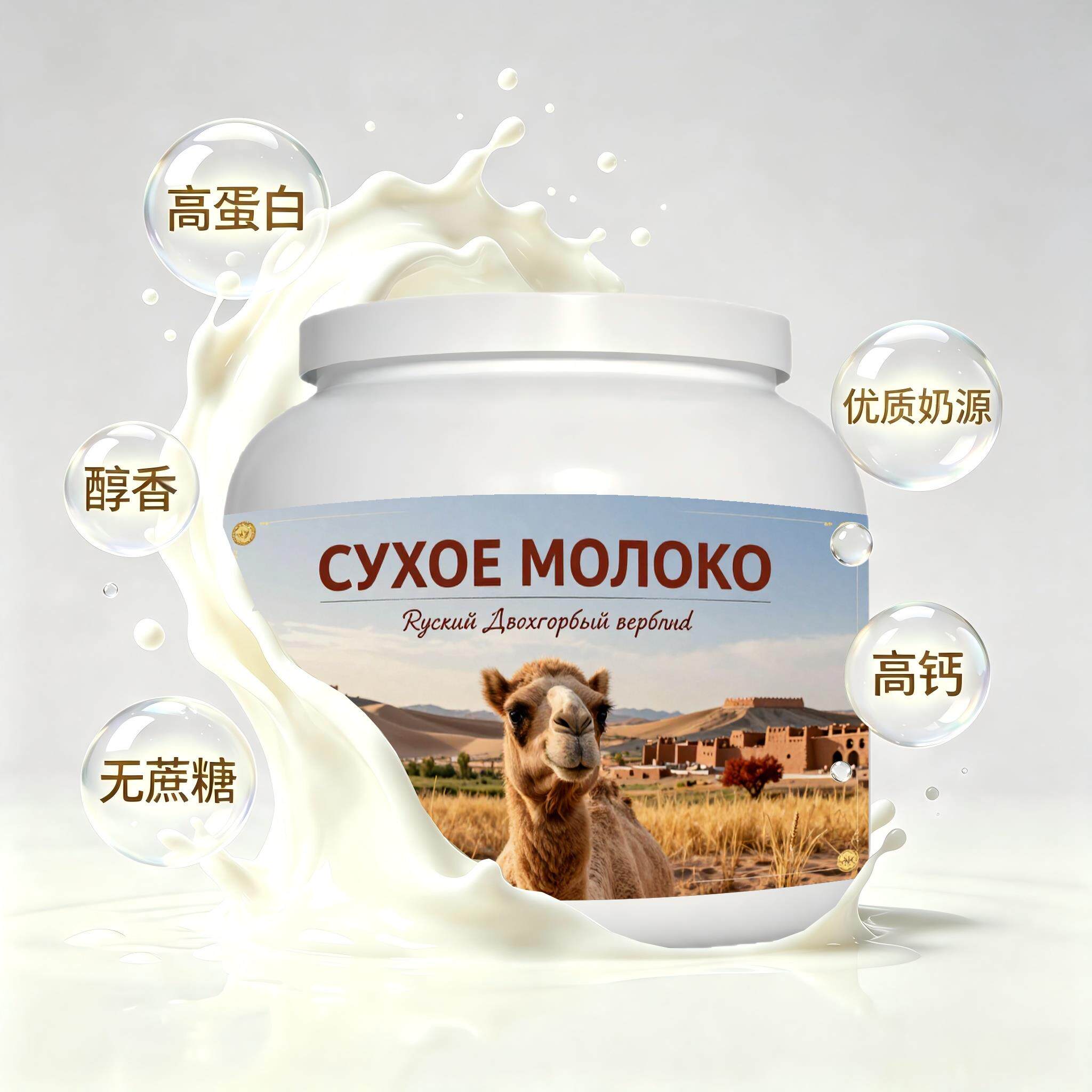 俄罗斯原装进口品质奶源低脂脱脂驼奶粉晨起点心温润回甘成人熬夜