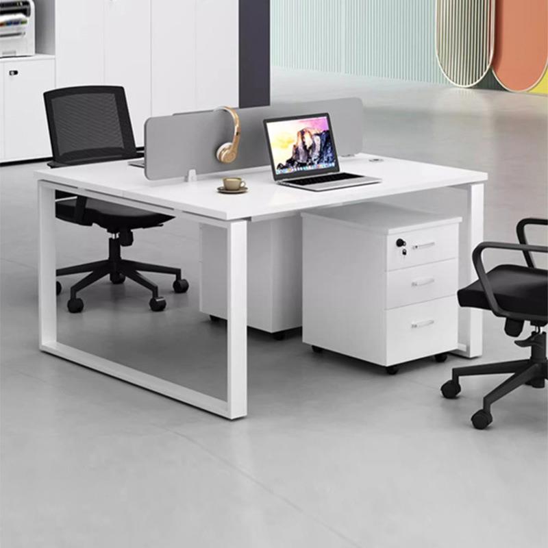 桌钢架办公室办公桌椅组工职员屏白刚01风卡位员办公电合脑子简易