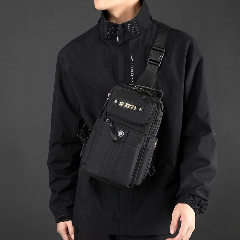 WEPOW双ER新款户休外通勤胸包闲多功能轻可肩背DXR包便单肩斜挎包