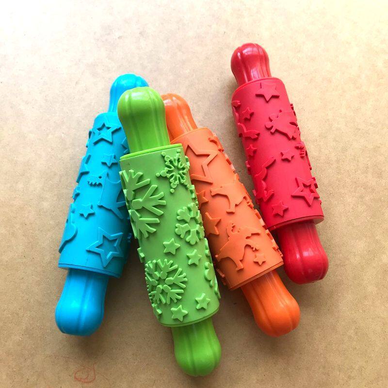 ぃ幼儿园儿童美劳DIY创意手工滚轮花型橡胶擀面杖橡皮泥模具工具
