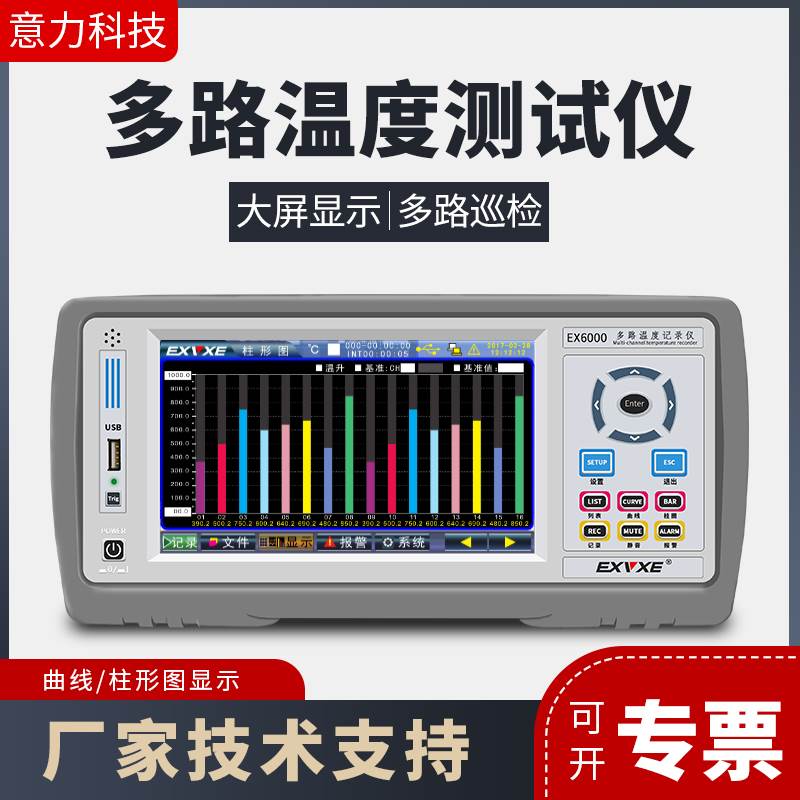 意力EX6000多路温度测试仪 巡检仪温度记录仪24路32多路采集仪