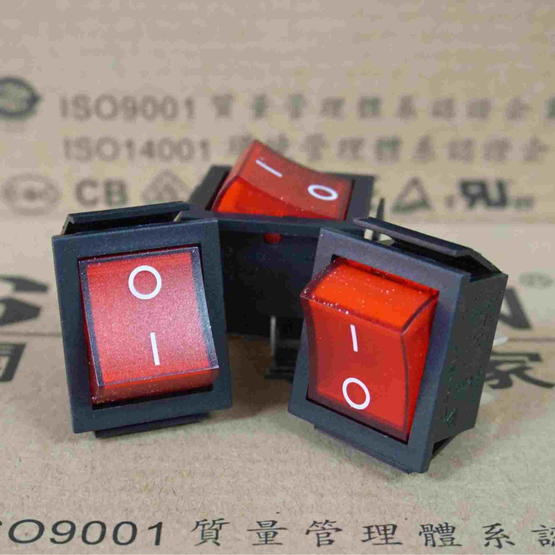 万事达soken 带灯船型开关 黑红四脚 RK1-01 2X1N 220V