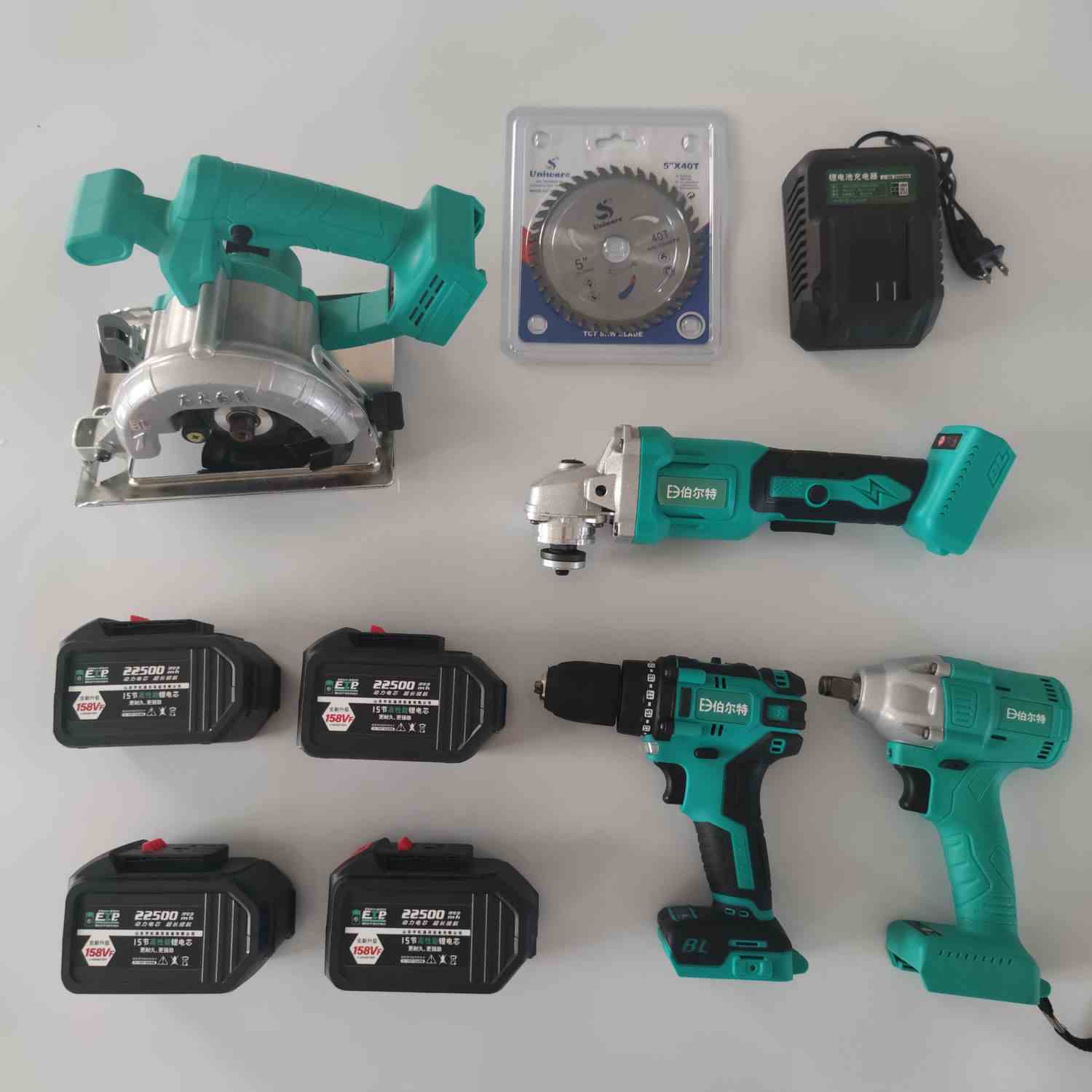 伯尔特充电电圆锯切割机无刷角磨机锂电池电动扳手充电钻套装工具
