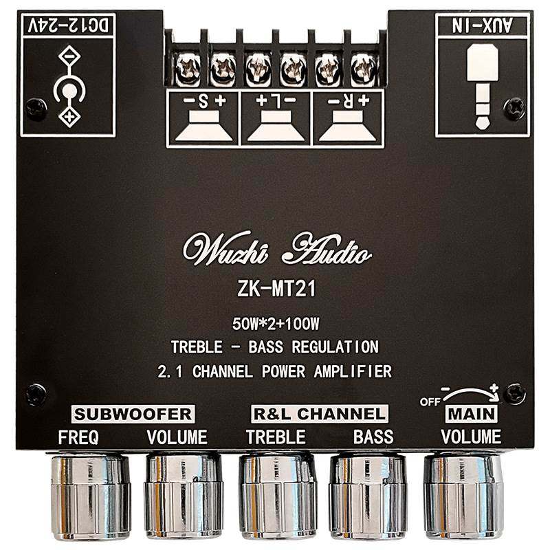 Audio2.1声道蓝牙数字功放模块高低音调超重低音炮大功率MT21