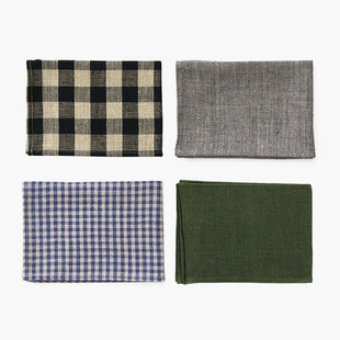 格子布艺餐巾布厨房巾茶布加厚吸水 work立陶宛纯亚麻 Fog linen