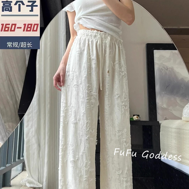 【高腰破洞阔腿裤】垂感休闲设计