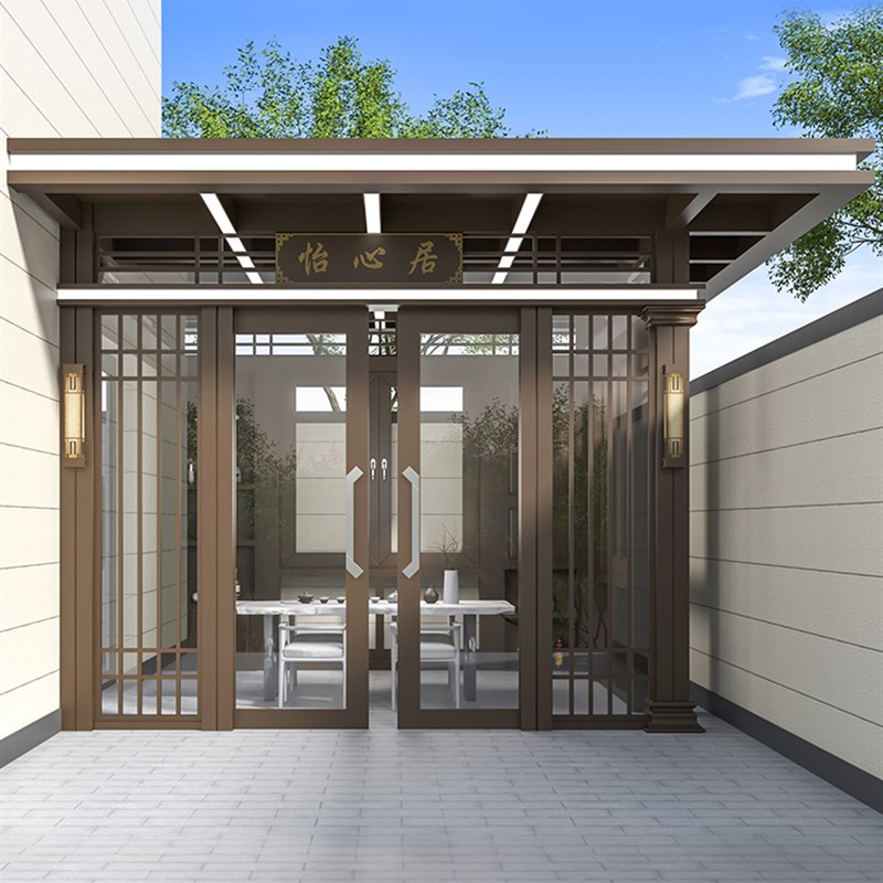 热销户外铝合金凉亭别墅花园庭院阳光房封闭式玻璃房定制百叶电动
