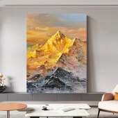 热销现代轻奢大芬村日照金山手绘肌理油画客餐厅沙发背景玄关装 饰