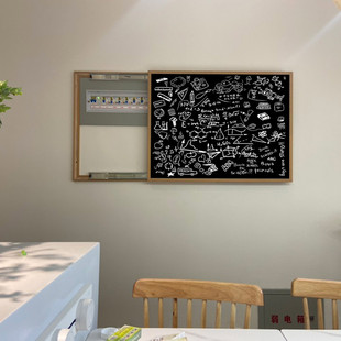 热销黑板挡玄关入户极简家用左右推拉电表箱装饰画遮盖现代简约风