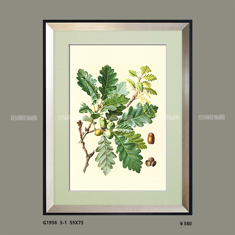 热销春春花园橡树果实绿叶美式客厅沙发背景餐厅书房玄关家具店装