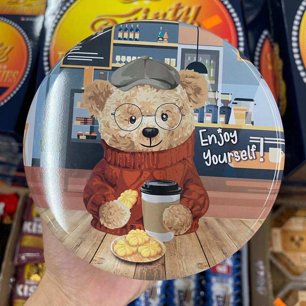 香港小熊曲奇饼干黄油小花朱古力铁盒儿童伴手礼225g休闲零食