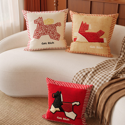 新年沙发抱枕套床头靠垫客厅沙发靠枕红色装饰喜庆靠背含芯可拆洗