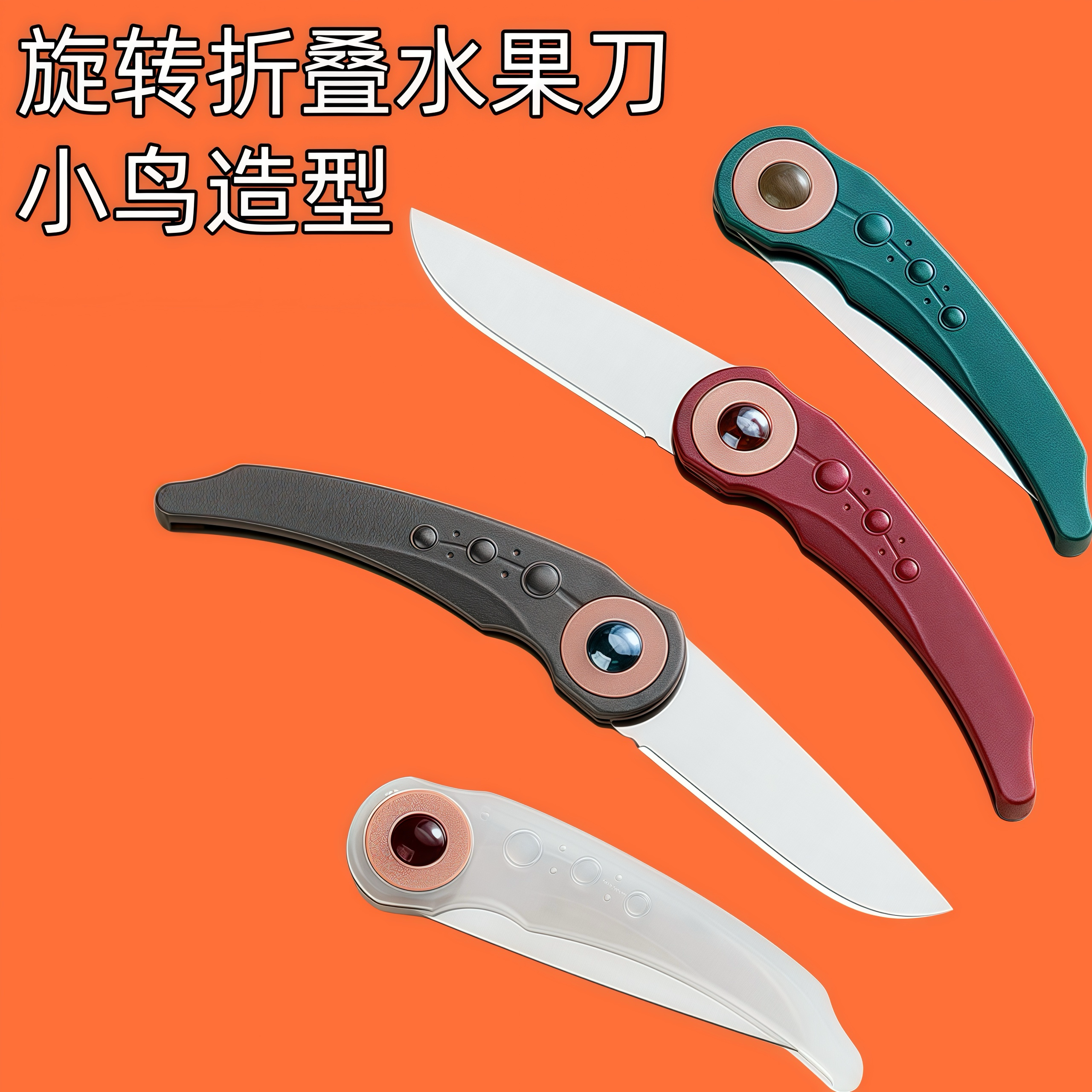 旋转水果刀不锈钢折叠水果刀