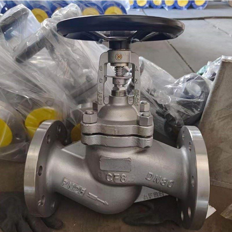 304不锈钢法兰波纹管截止阀WJ41H-16P高温蒸汽导热油截止阀DN250