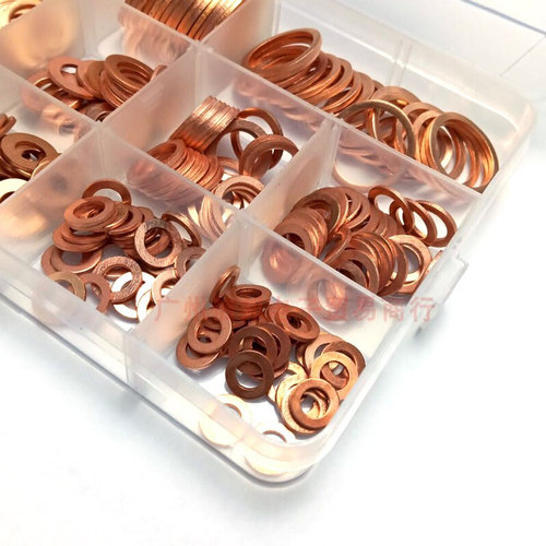 。280个盒装 紫铜垫片汽配盒紫铜垫圈铜密封垫圈垫片金属 M5-20包