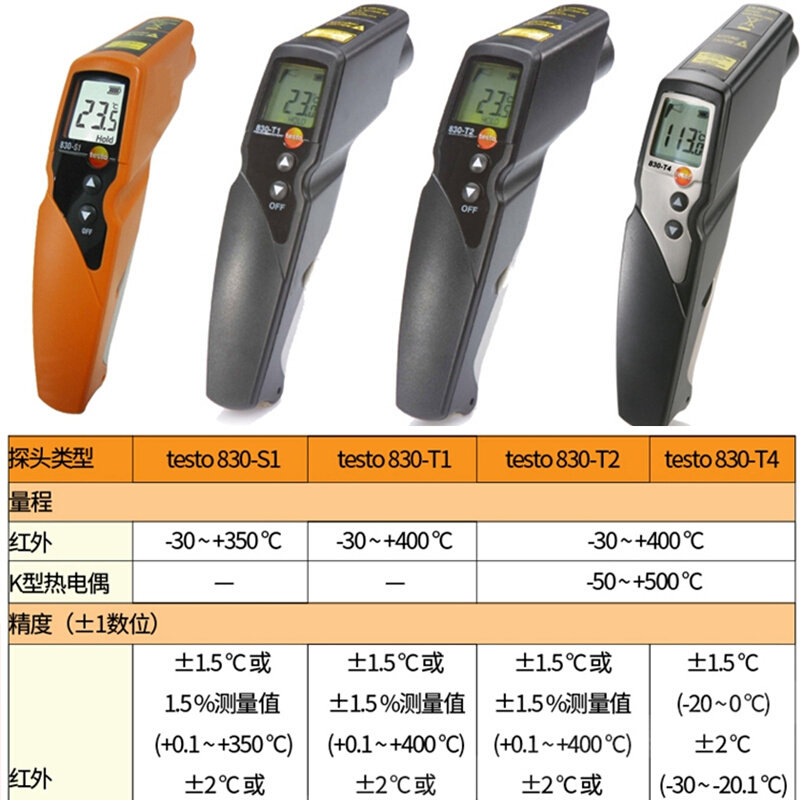 德国德图testo 830-t1/t2/t4红外线测温仪 外接k型探头