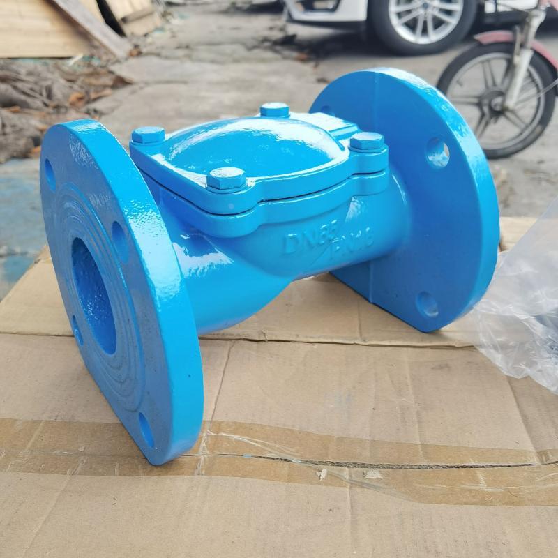 球铁烤漆橡胶瓣止回阀H44X-16法兰单向阀止逆阀水管道DN50 80 100