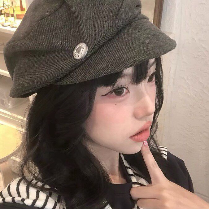 日系复古山本风褶皱贝雷帽女秋季休闲百搭文艺报童帽显脸小画家帽