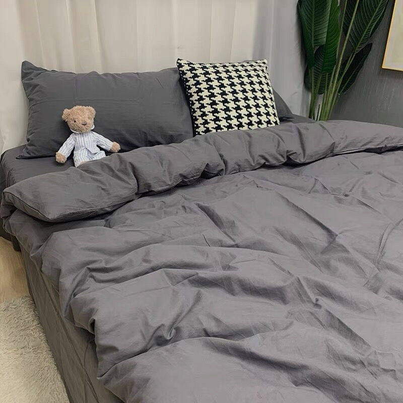 床单四件套ins简约北欧风绅士男灰色被套床上用品学生宿舍三件套