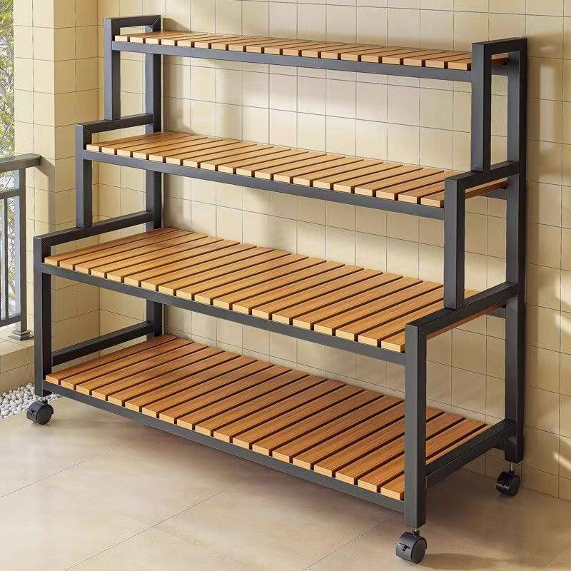 2025新款花架可移动带轮置物架阶梯落地式多层花架子阳台室内外架