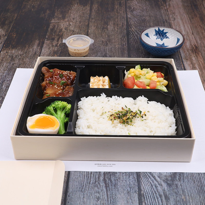 日式便当盒一次性餐盒五格饭盒外卖日料打包盒木盒定食套餐盒