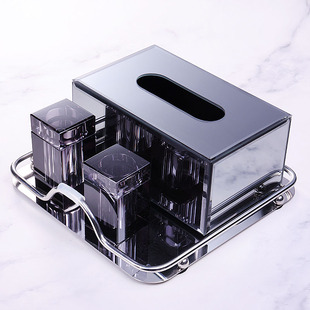 轻奢感抽纸盒水晶玻璃家用客厅茶几棉签筒牙签盒收纳纸巾盒