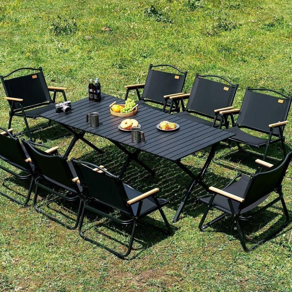 桌椅套件户外露营桌子折叠蛋卷桌野餐桌椅便携式沙滩野营桌椅套件