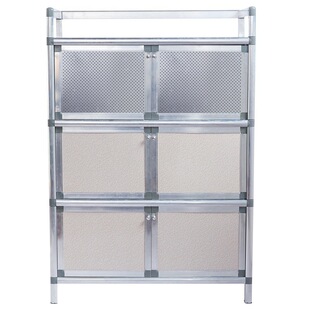 橱柜分层置物架铝合金柜餐边柜碗柜酒柜储物收纳简易厨房卧室柜子