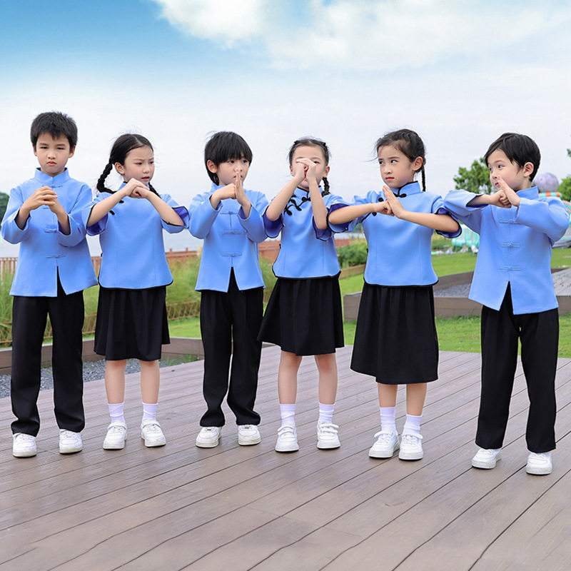 儿童民国风学生装合唱演出服装幼儿园服毕业照中山装五四青年凌之