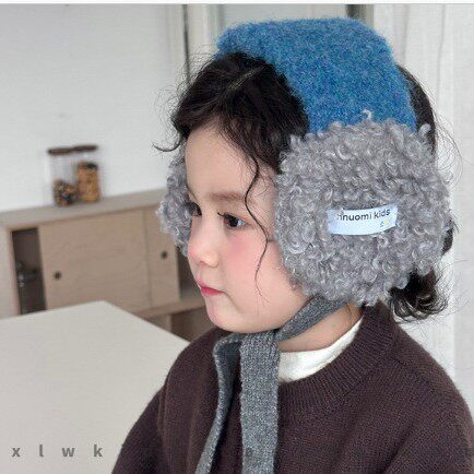 韩国新款拼色加厚羊羔毛儿童耳罩秋冬加厚保暖冬季男女宝宝耳捂子