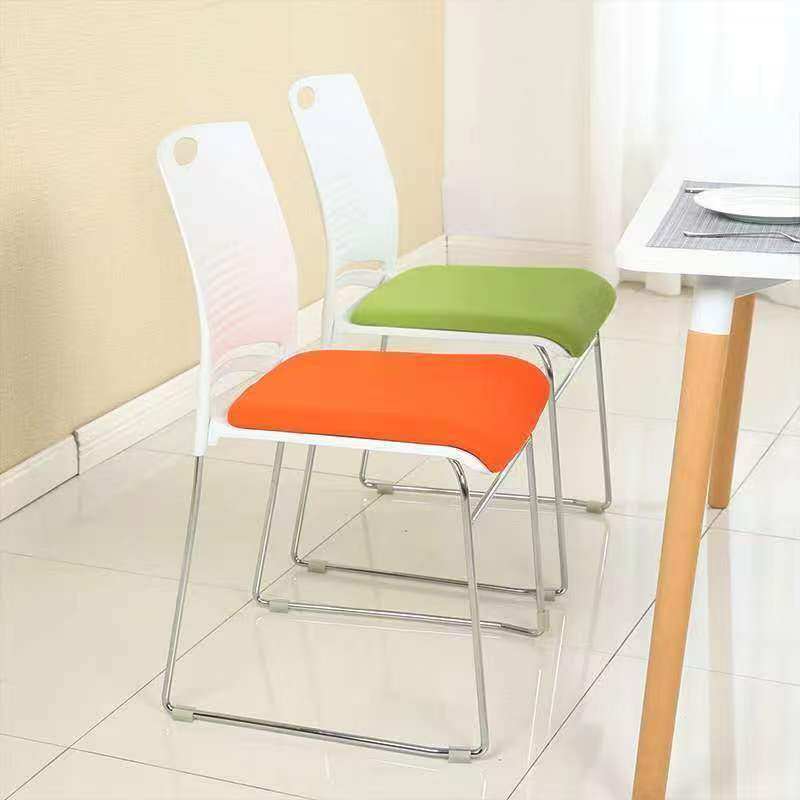 会议培训椅可叠落弓形无扶手简约座椅洽谈会议室会客靠背办公椅子