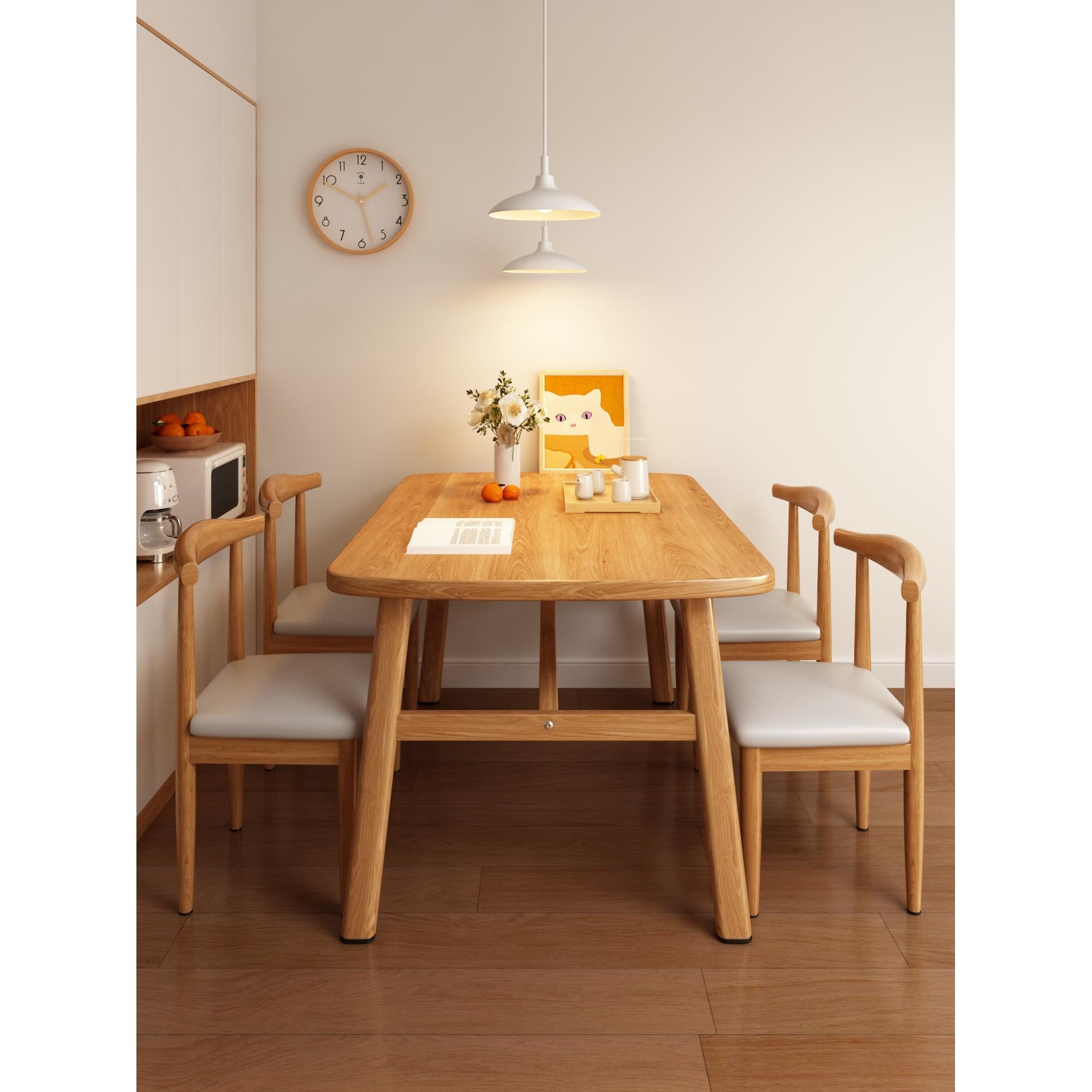 北欧餐桌家用小户型简约现代吃饭桌子长方形餐饮商用桌椅出租房用