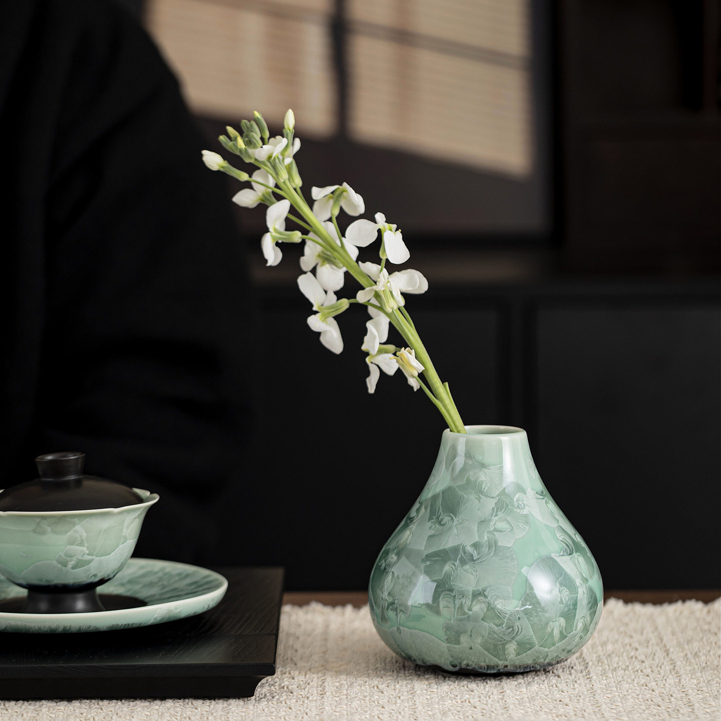 窑变结晶釉陶瓷花瓶客厅干花花插装饰品桌面工艺品摆件花器水培瓶