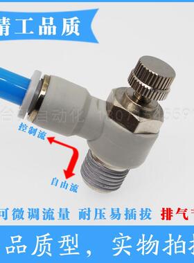 白色调速接头SL8-M5/01/02/03/04气缸L型节流阀ASL8-02气动调节阀