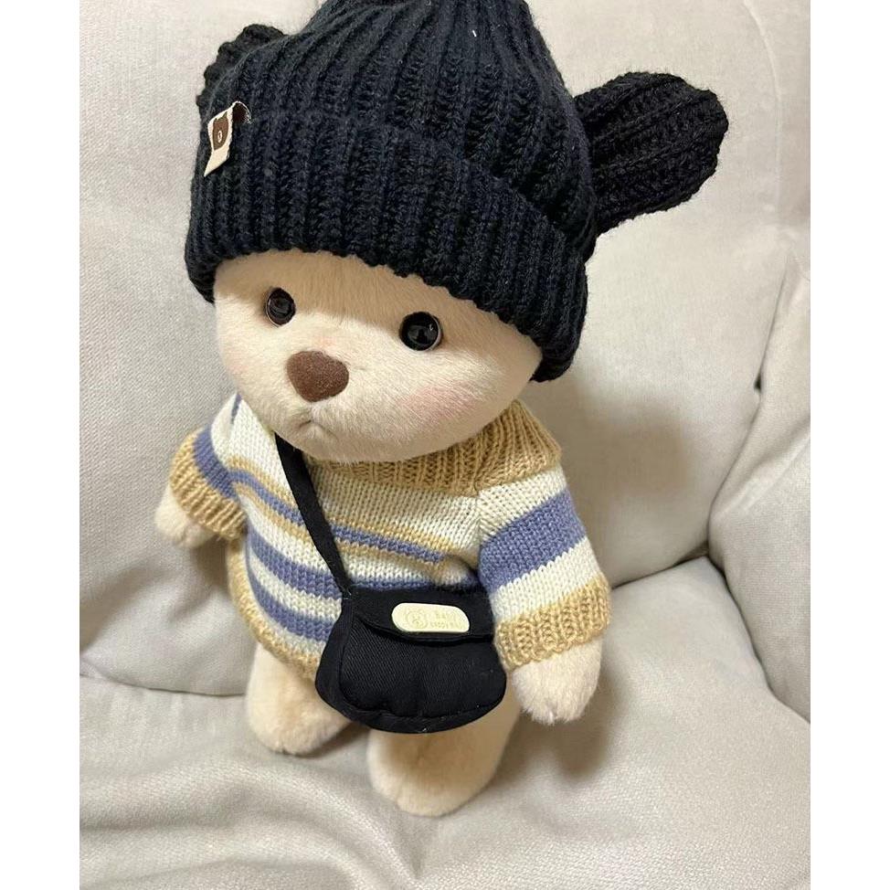 30cm莉娜熊衣服中号黄蓝白毛衣黑帽子套装TeddyTales熊熊服饰着替