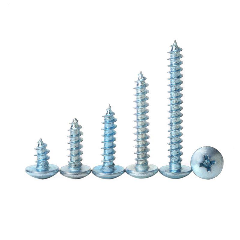 加硬十字大扁头自攻螺丝钉镀锌大扁攻圆头伞头大帽尖尾螺钉M345m6