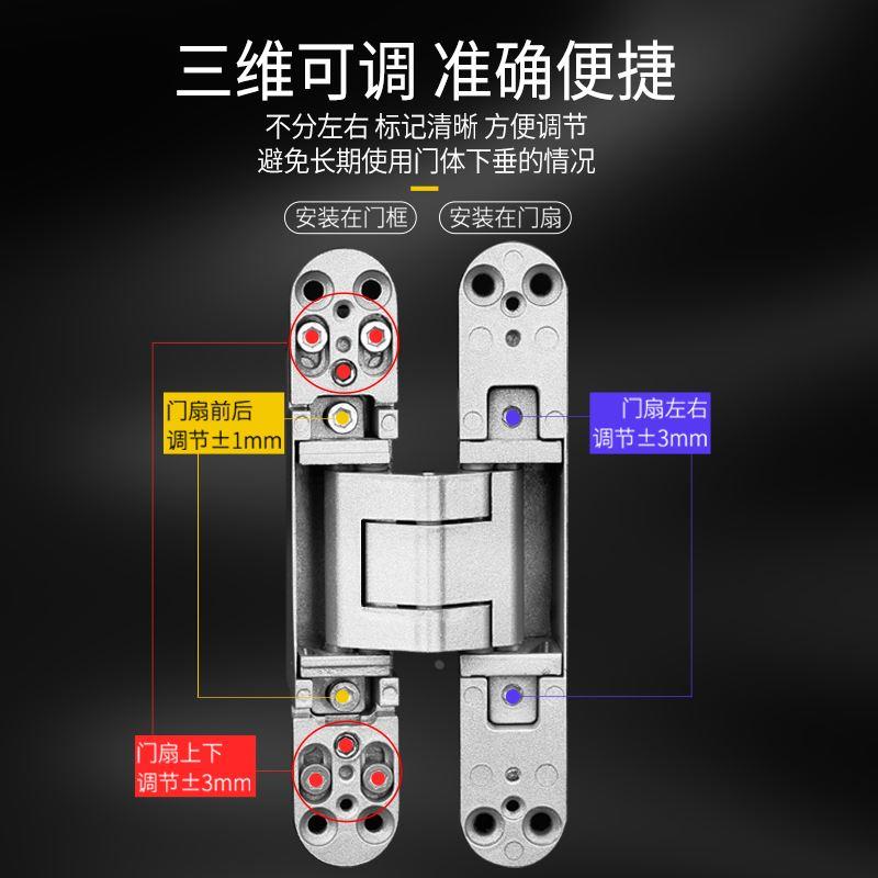 新款隐形门合页暗装十字暗门铰链三维可调木门暗门内外开隐藏折叠