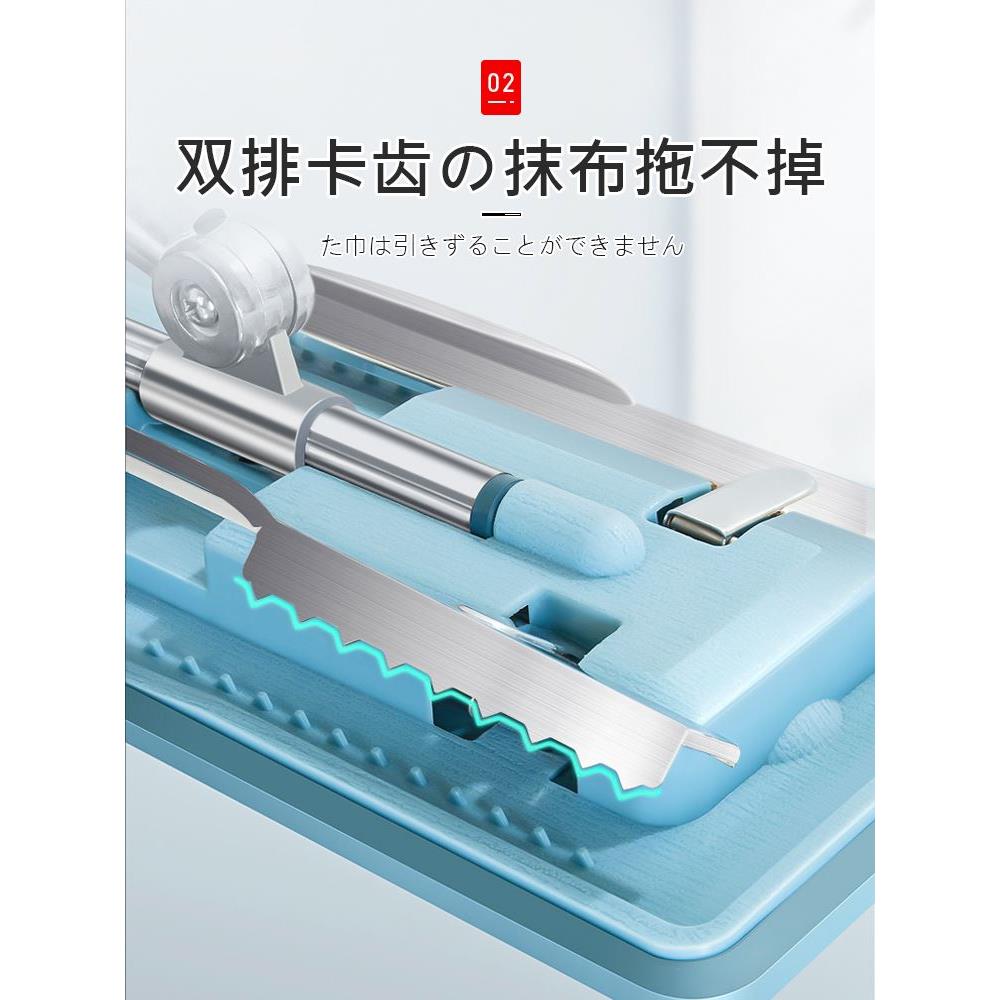 日本拖把2023新款家用一拖净夹布平板拖布懒人拖地神器替换布墩布