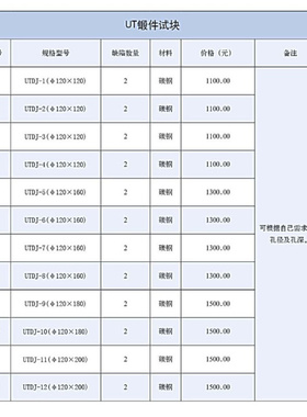 。UT锻件试块 NDT人员培训考核用试块 超声波探伤工程培训试块