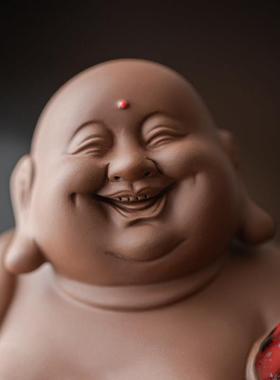 久造中式弥勒佛摆件大肚笑佛陶瓷工艺品招财客厅办公桌面装饰摆设