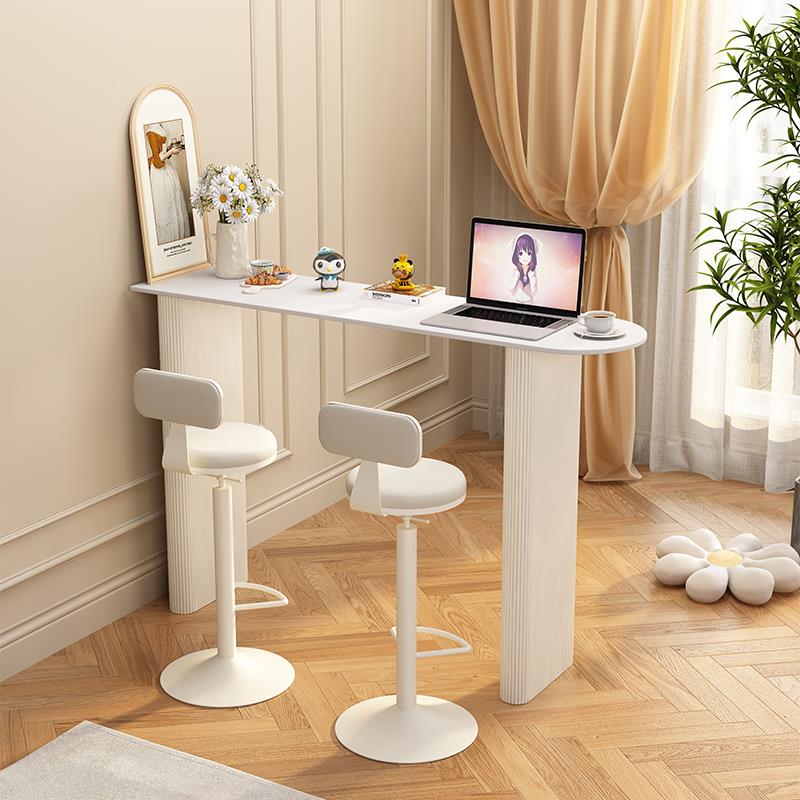 轻奢岩板吧台桌家用客厅厨房边隔断吧台阳台靠墙半圆小户型高脚桌