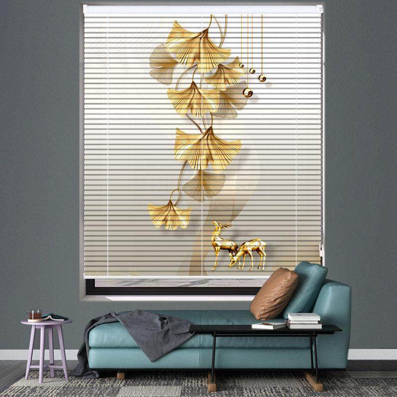 隐孔百叶帘免打孔办公室客厅卧室卫生间浴室印画定制遮阳卷帘窗帘