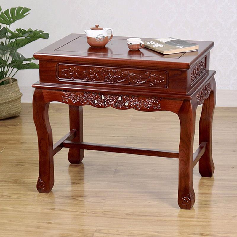 品质古典榆木茶几中式方形实木质花架边几室内奇石盆景架飘窗矮桌
