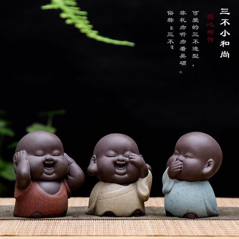 创意紫砂可爱三不小和尚可养人物小茶宠禅意小沙弥禅意茶盘小摆件,餐饮具,茶宠摆件,淘宝优惠券,粉丝福利购,淘宝优惠卷