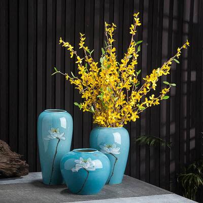 景德镇陶瓷花瓶摆件客厅插花新中式复古装饰陶罐水培器皿花盆花器