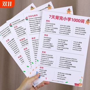 小学生英语单词顺口溜词汇语法卡短句知识点总结大全背诵学习卡片