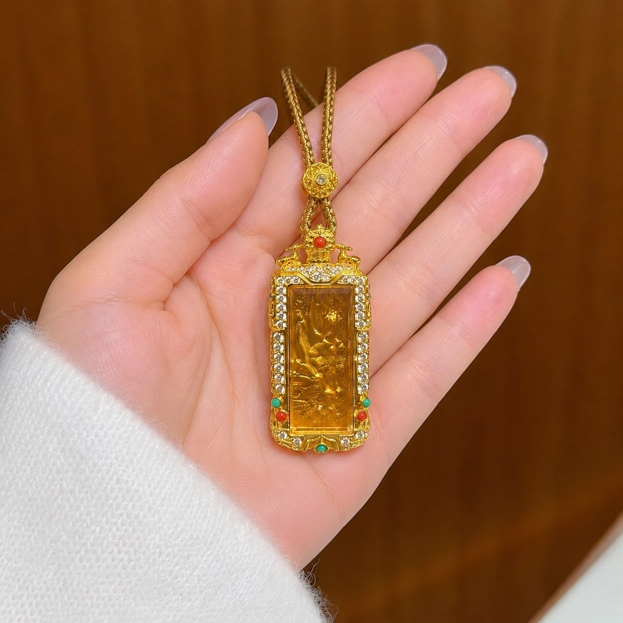 高端嘎乌盒可放金条镶钻壳吊坠挂绳1.5×3.5可装浙商小马条空盒子