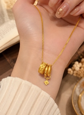 纯色万相项链宝相花转运锁骨链仿真黄金色吊坠轻奢金店同款系列