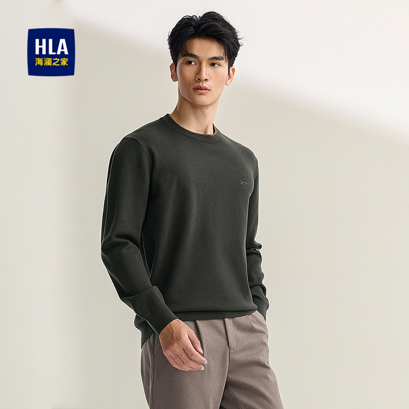 海澜之家套头圆领时尚长袖针织衫